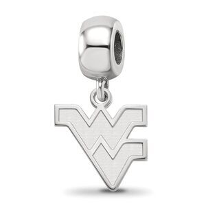Sterling Silver West Virginia Univ. Small 'WV' Dangle Bead Charm